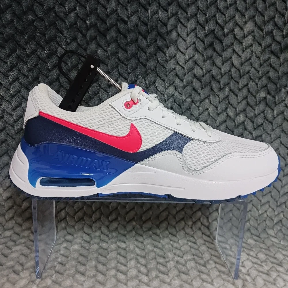 Nike Air Max System GS Low White Royal Crimson Running Sneakers Shoes Size 7Y